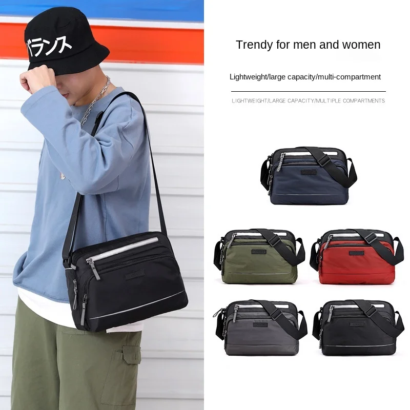 

New Outdoor Casual Men's Bag Diagonal Shoulder Bag Nylon Cloth Bag Waterproof Small Square Bag Shoulder Messenger Backpack