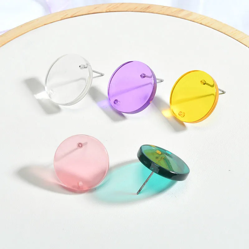 DIY Korea handmade accessories, transparent jelly colored acrylic disc ear pin, European ear studs, ear studs.