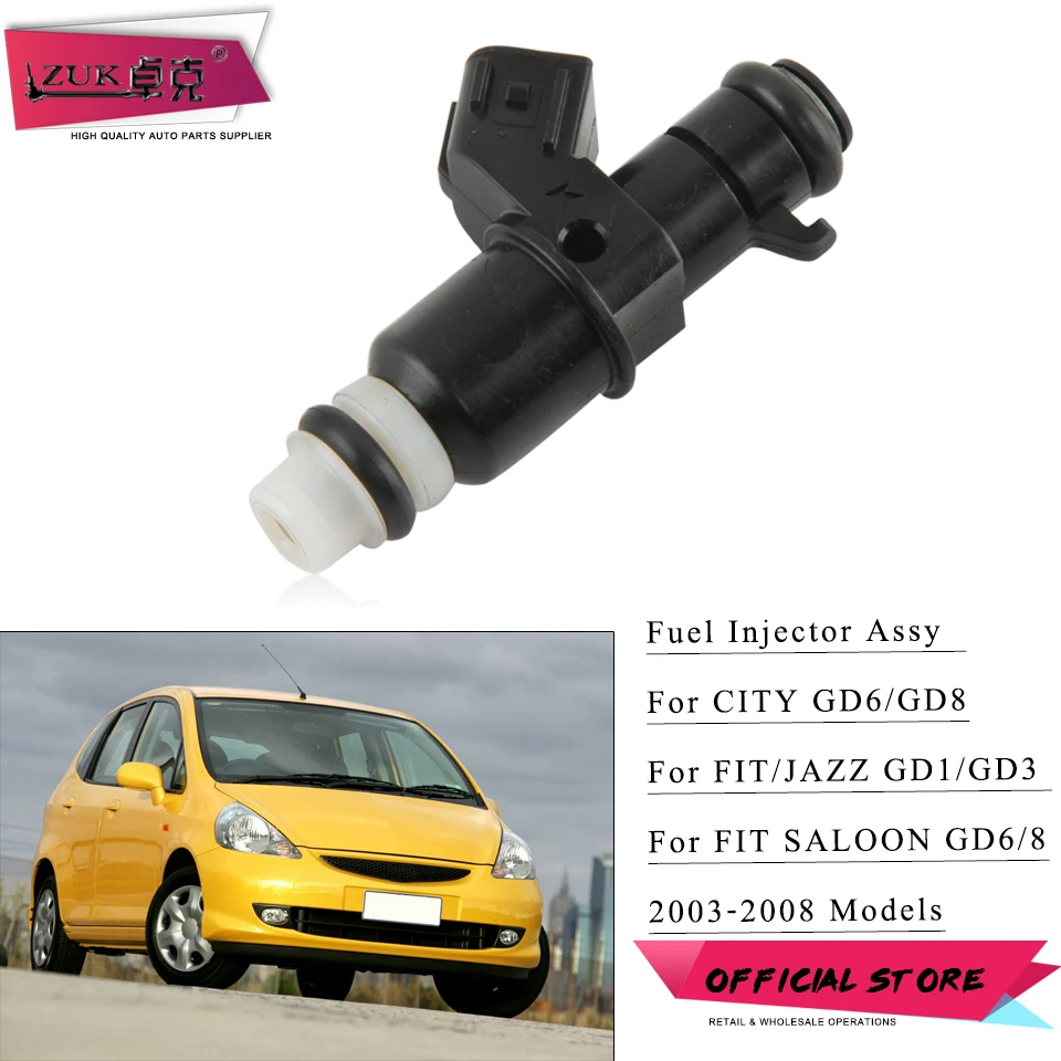 ZUK Fuel Injector For HONDA FIT JAZZ CITY 2003 2004 2005 2006 2007 2008 GD1 GD3 GD6 GD8 1.3L 1.5L 16450-PWC-J01 16450-PWA-003