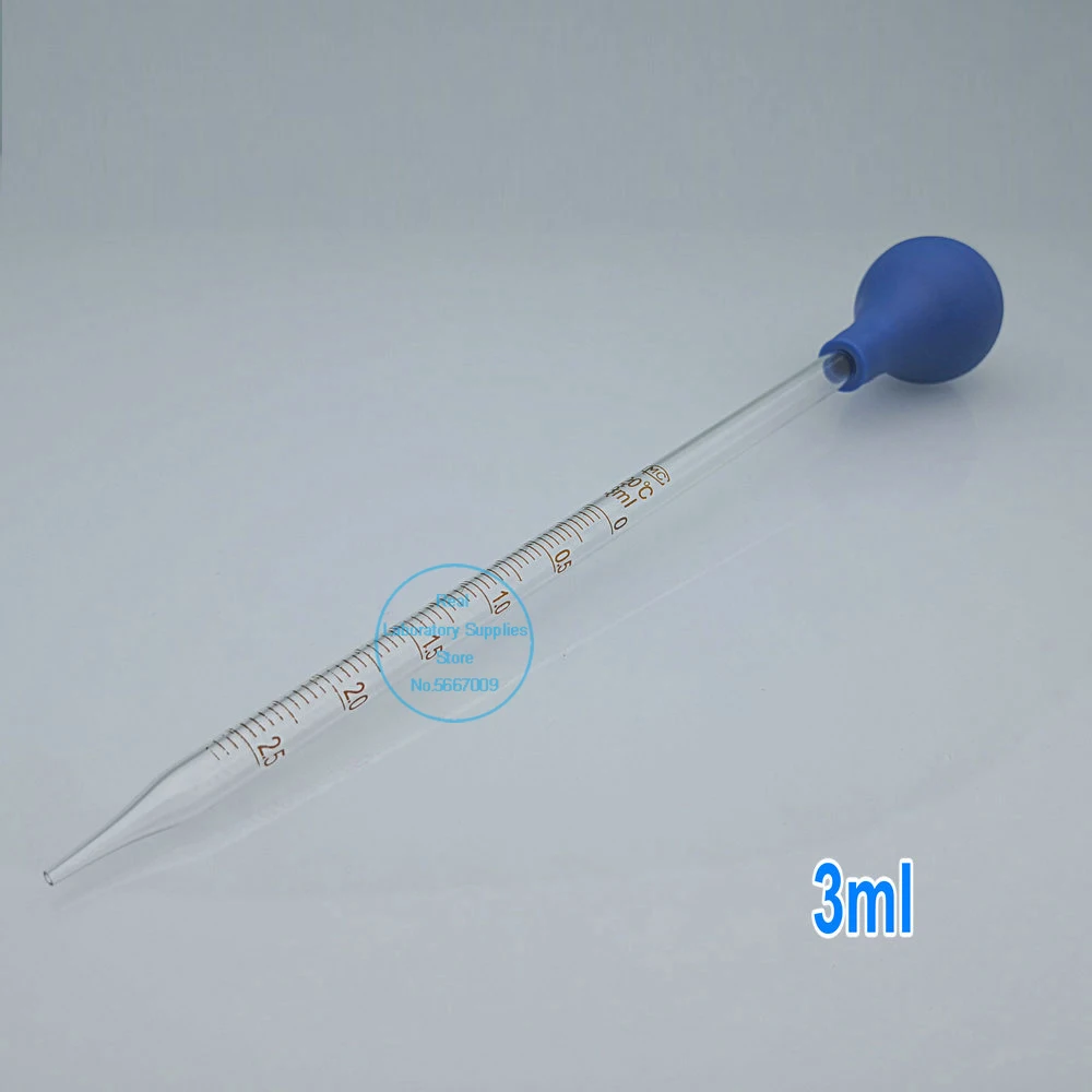 2pcs 4pcs Glass Graduated Pipette Dropper Vol. 0.5ml/1ml/2ml/3ml/5ml/10mlTransfer Pipette with Rubber head