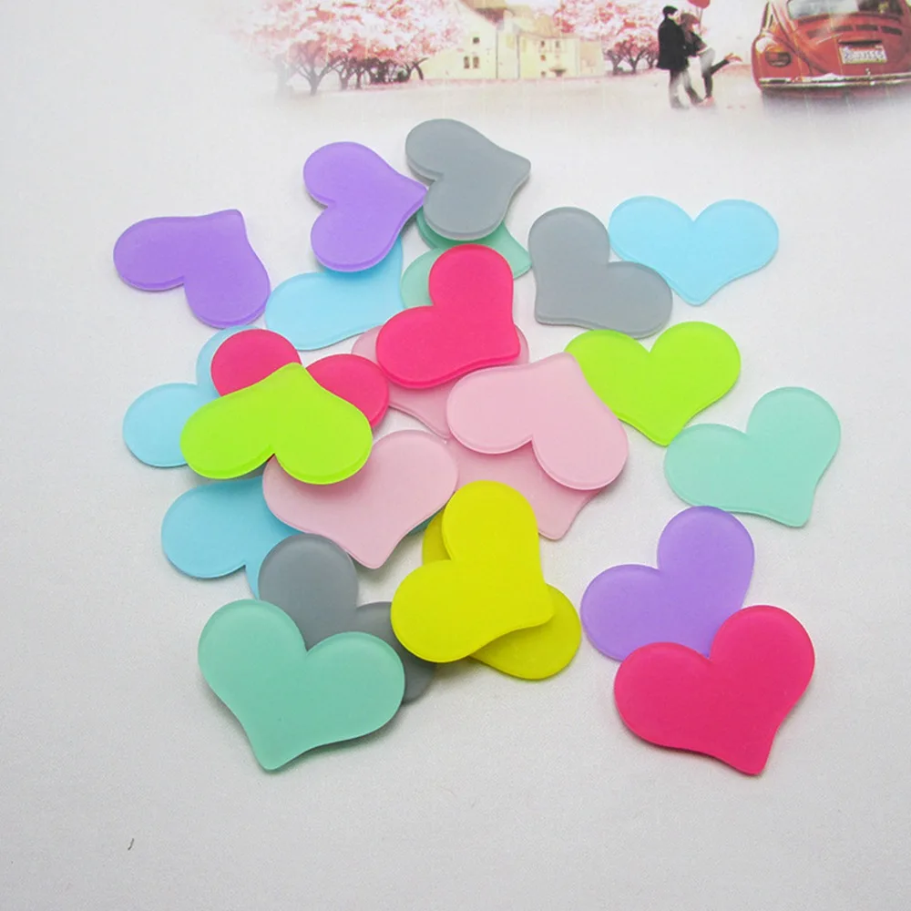 

100pcs/lot candy color acrylic hearts padded applique Crafts for headwear hairbands DIY accessories