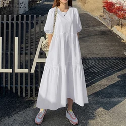 ZANZEA Stylish Puff Sleeve Dress Women Summer Sundress 2023 Solid Ruffle Maxi Vestidos Female High Waist Casual Robe