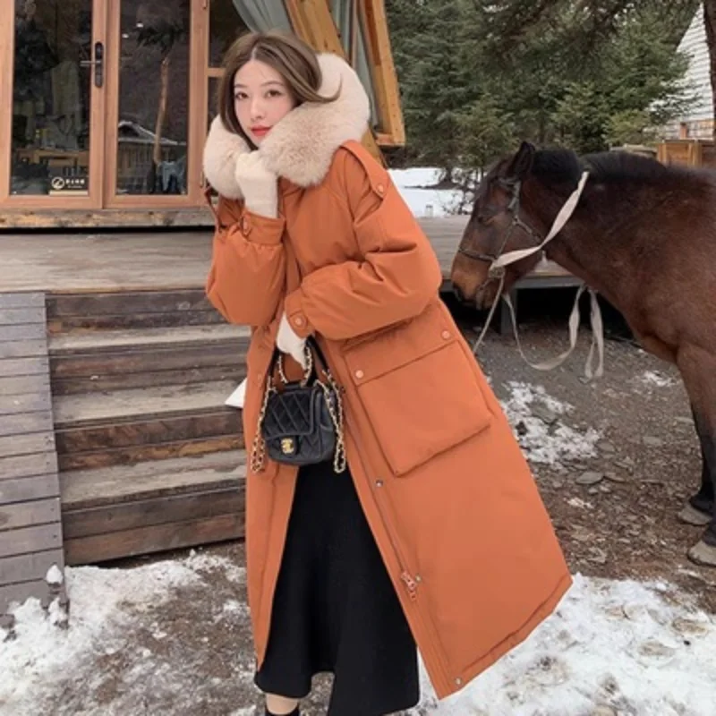 

Winter Long Hooded Down Coat Women Long Duck Down Jacket Thick Warm Parkas Coats Female Outerwear 2021 Woman Down Oversize Coat