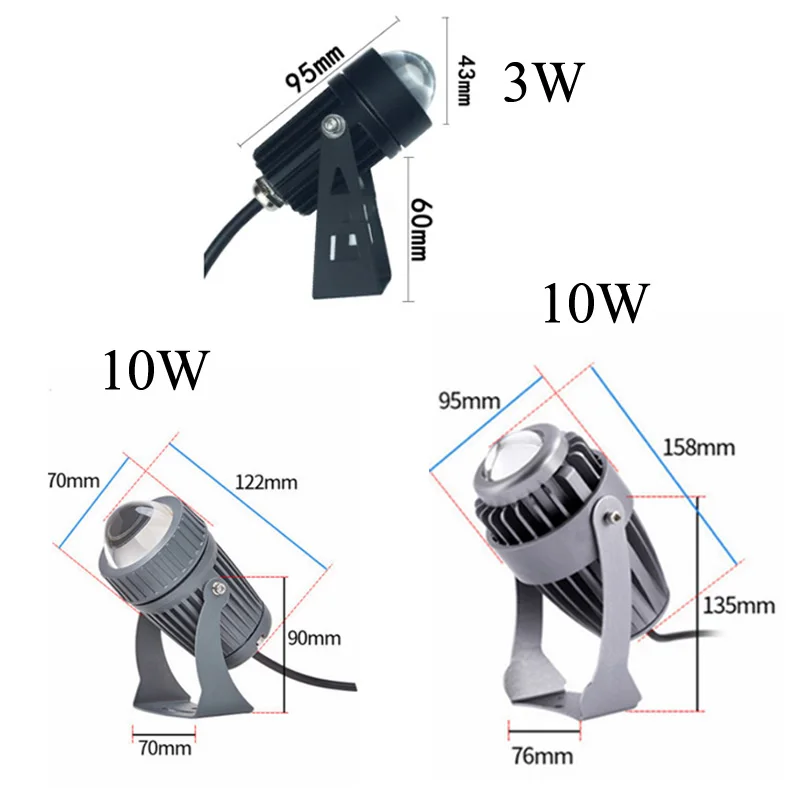 LED Lawn Light 3W 10W AC110V 220V Wall Washer Waterproof Floodlights Narrow Beam Spot Lamp Outdoor Landscape Lighting