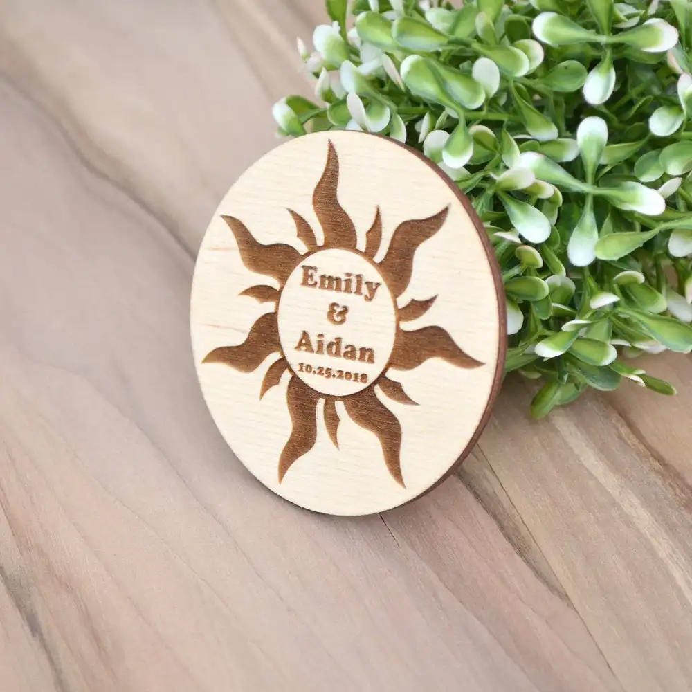 Personized Engraved Wooden Fridge Magnets,Custom Save the Date,Wedding Favors,Laser Engraved Names,Bride Groom Wedding Gifts