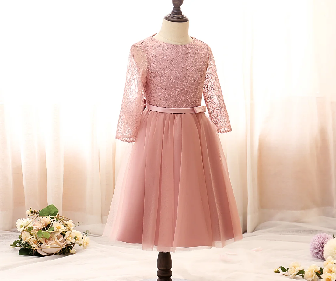 Cô Gái Dự TiệC Đảng Thêu Lưới Bóng Công Chúa Bầu Dress Tiểu Phù Dâu Tiệc Cưới Đầm Trẻ Em Quần Áo