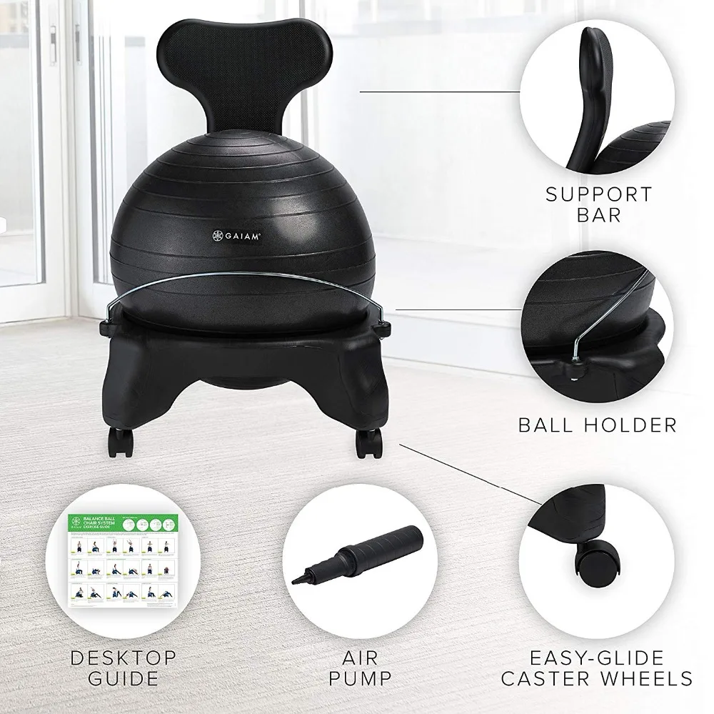 Balance Ball Chair Exercise Stability Yoga Ball Premium Ergonomic Chair for Home and Office Desk with Air Pump