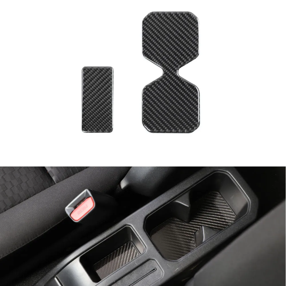 

2pcs/set Car Water Cup Holder Pad Stickers Interior Auto Accessories For Suzuki Jimny 2019+ Real Carbon Fiber New Styling