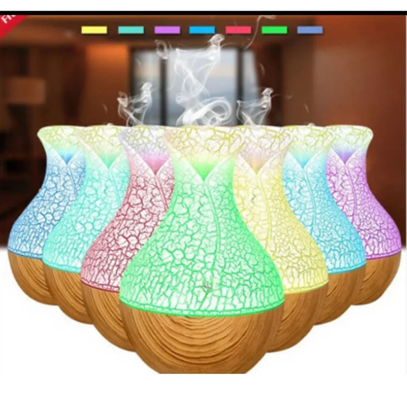 Pelembap Udara Pembersih Udara Penyebar Aroma Minyak Pelembap Udara Lampu Listrik Retak Kayu Pembuat Kabut Aromaterapi Ultrasonik untuk Rumah