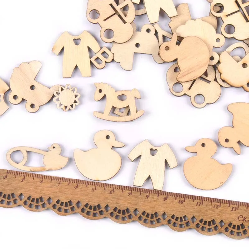 50Pcs Baby pacifiers Pattern natural wood Slices DIY Kid Painting Home Decoration Wooden Crafts Scrapbooking Handmade Ornaments