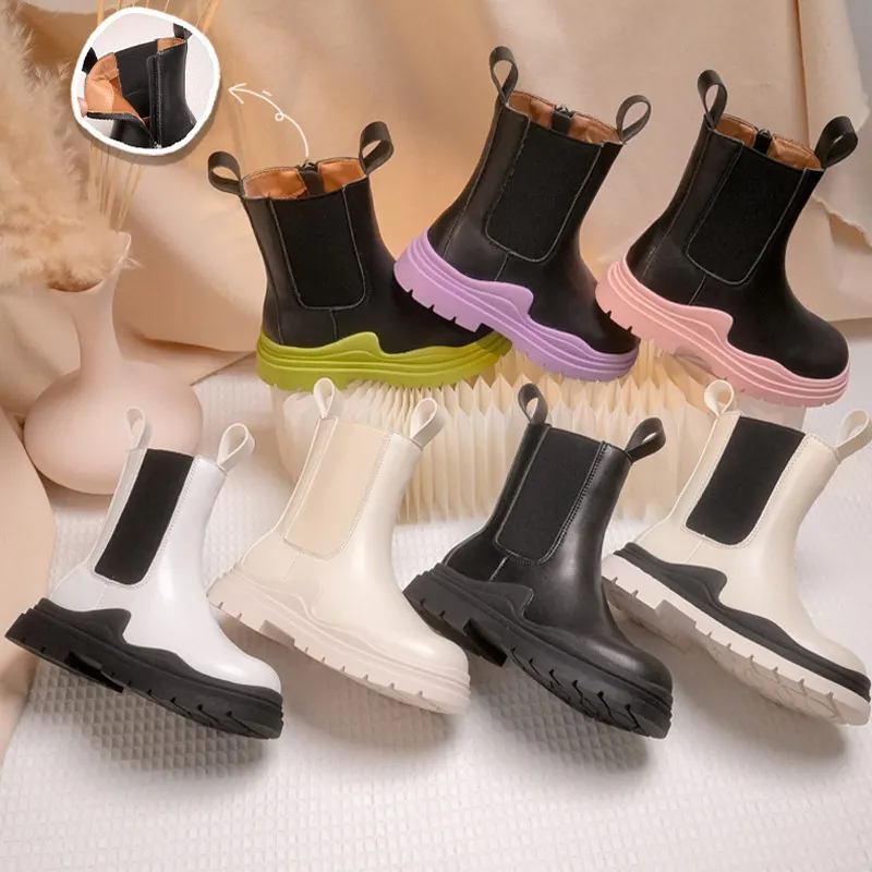 Children\'s shoes Quality leather British style boots girls leather shoes Chelsea short boots children\'s shoes Ankel boots