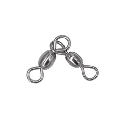 100pcs Rolling Swivel 3 way Fishing Connector Copper Stainless Steel Carp Fishing Accessory Snap Fishhook Lure Ring Tackle Pesca