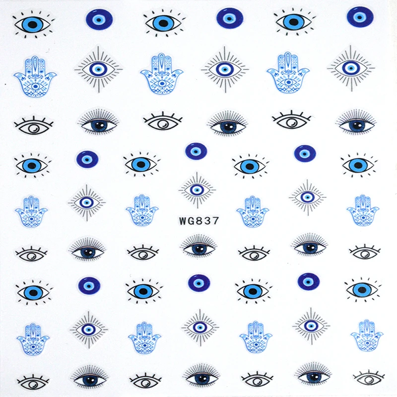 1PCS High-end Blue Eye Nail Sticker Color Exquisite Eye Adhesive Self-adhesive Nail Slider Nail Art Beauty Applique