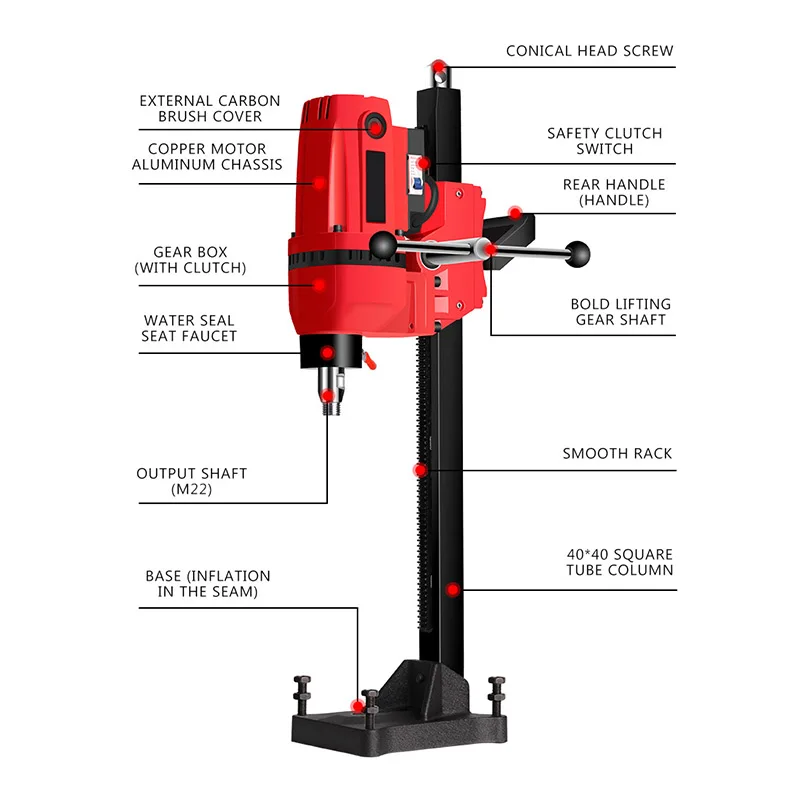 Lightweight diamond drilling rig engineering drilling machine air conditioning drilling water electric drilling water grinding