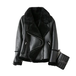 Pure merino wool coat  Motorcycle  jacket  high quality wool warm big size loose coat 2020 new design winter coat