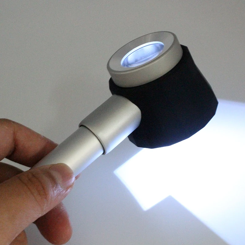 Lupa de mano iluminada con LED, lupa con escala de medición, lente doble para sello de placa de circuito de verificación, 10X