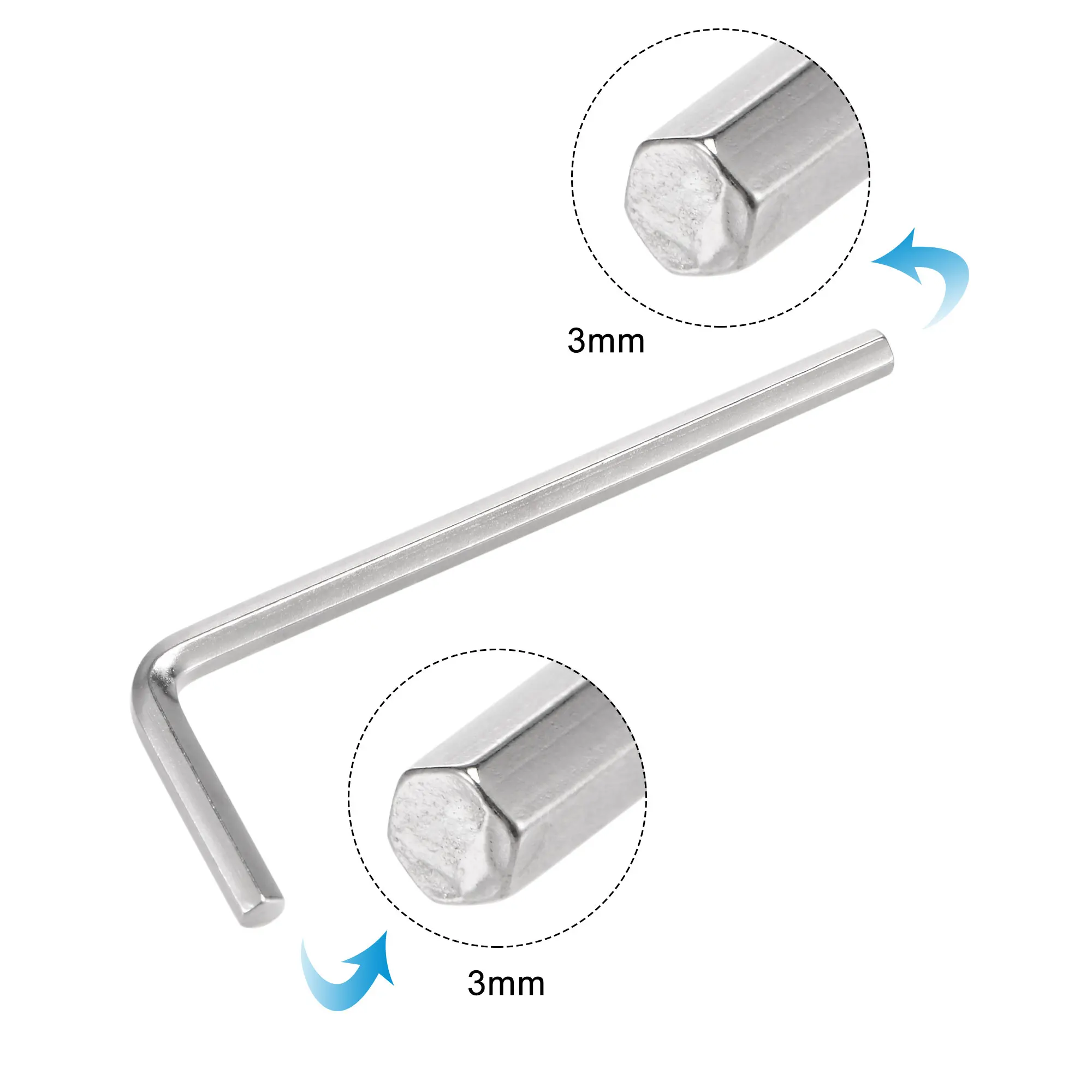 Uxcell 3mm encanta a chave, l deu forma ao braço longo CR-V ferramenta de reparação 5 pces