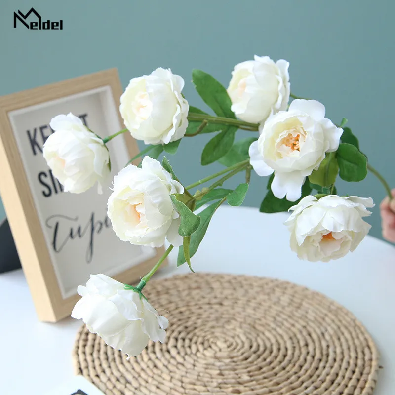 7 Kepala Buatan Peony Bunga Tangkai Panjang Sutra Bunga Peony Pernikahan Centerpieces Meja Rumah Dekoratif Bunga Gantung