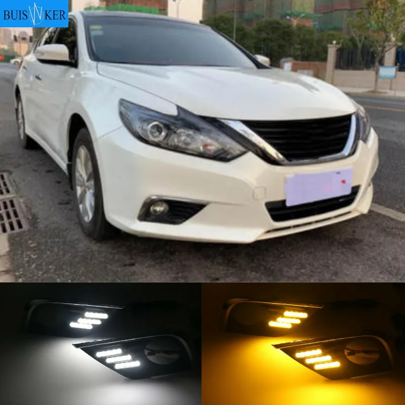 

2PCS LED Daytime Running Light Waterproof Car LED DRL fog Lamp with Turn Signal style Relay For Nissan Altima Teana 2017 2018