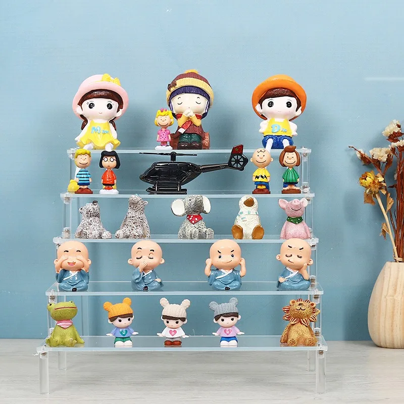 2/3/4/5Layer Acrylic Action Figure Display Stand Toy Model Swing Stand Doll Hand Office Cosmetics Shelf Trapezoidal Shelf Box