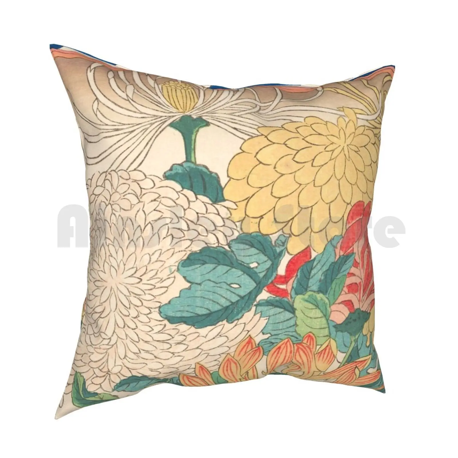 Chrysanthemum Design By Utagawa Hiroshige , 1840 Pillow Case Printed Home Soft DIY Pillow cover Chrysanthemum Utagawa