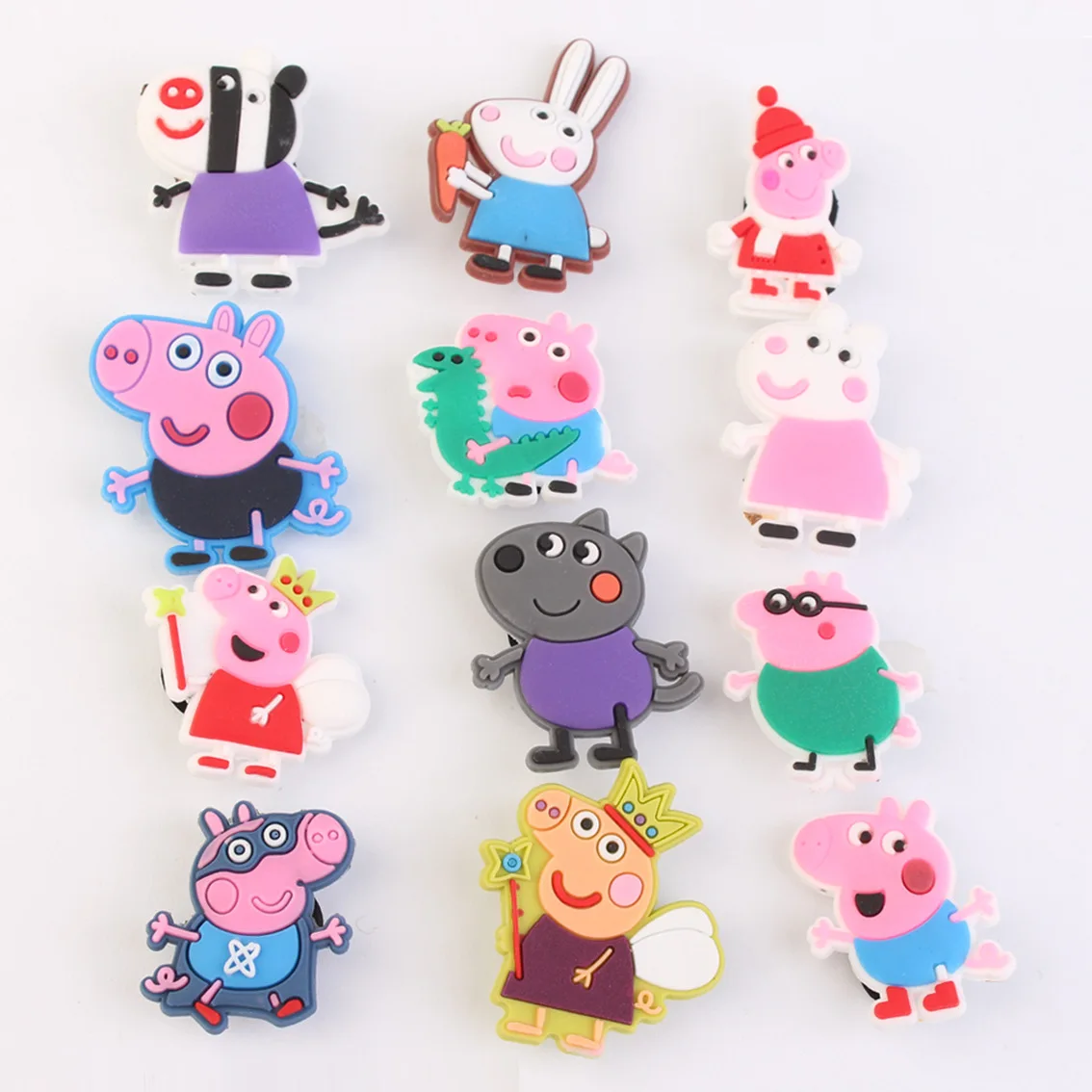 12style Peppa Pig Soft Plastic Shoes Flower Mummy Pig Susy Chloe Hole Shoes Garden Shoes Shoe Buckle Jewelry Friend Kid Gift Toy