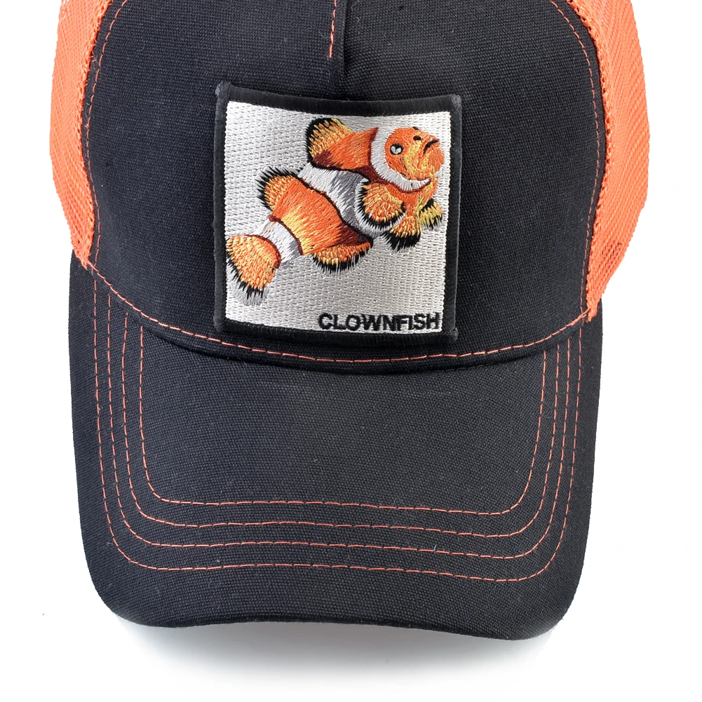 New Fashion Baseball Cap For Men Women Four Seasons Breathable Baseball Hat Snapback Trucker Casquette With Clownfish Patch Bone