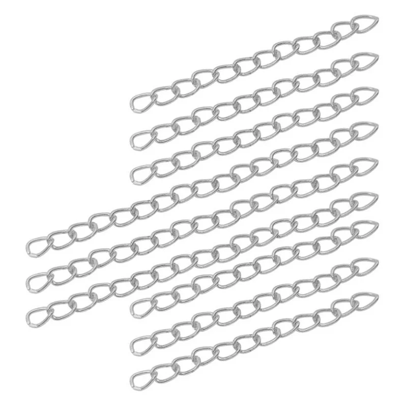 50pcs 50mm 70mm Stainless Steel Twist Extender Chain Extension Chain DIY Jewelry Making for Necklace Bracelet Anklet Key Chain