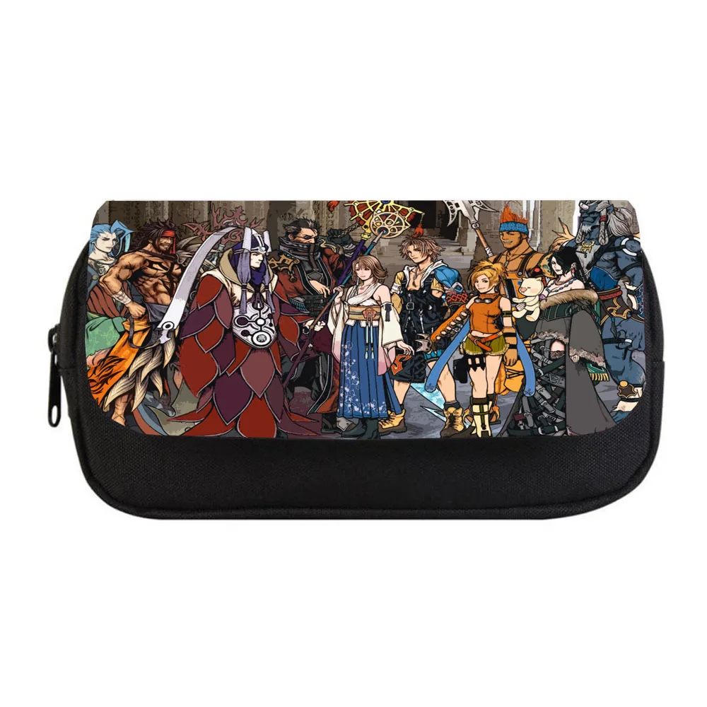 Game Final Fantasy Pencil bag Women Makeup Bag Child boys girls Pencil Case Student Double Zipper pencil Bag Handbag Purse