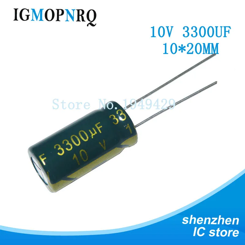 10PCS 10V3300UF 10*20mm 3300UF 10V 10x20mm Aluminum Electrolytic Capacitors DIP