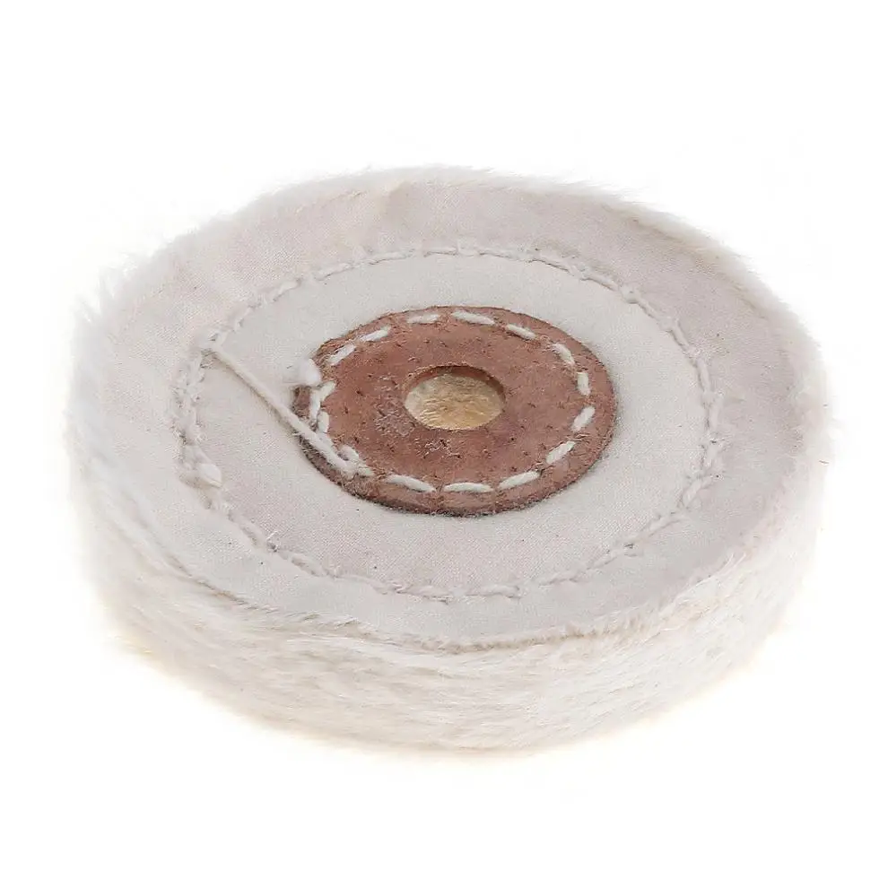Kain Katun Putih Bentuk T 3 Inci Roda Pemoles Flanel Bantalan Katun Penyangga Pemoles Cermin dengan Lubang 10Mm