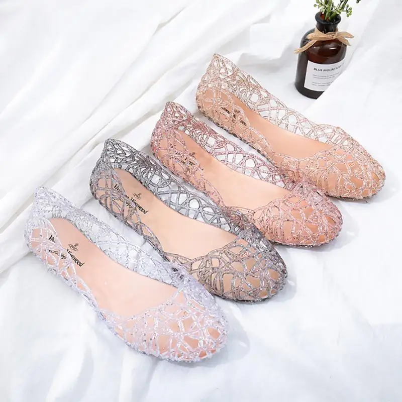 New 2022 Summer Women Sandals Breathable Shoes Crystal Jelly Nest Crystal Sandals Female Flat Sandal Breathable Comfort Shoes