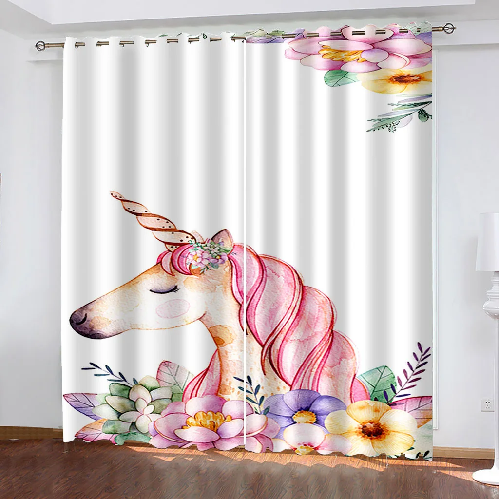 

3D Printing Unicorn High Quality Window Curtains Modern Living Room Decoration Curtain for Bedroom Home Decor Blackout Curtains