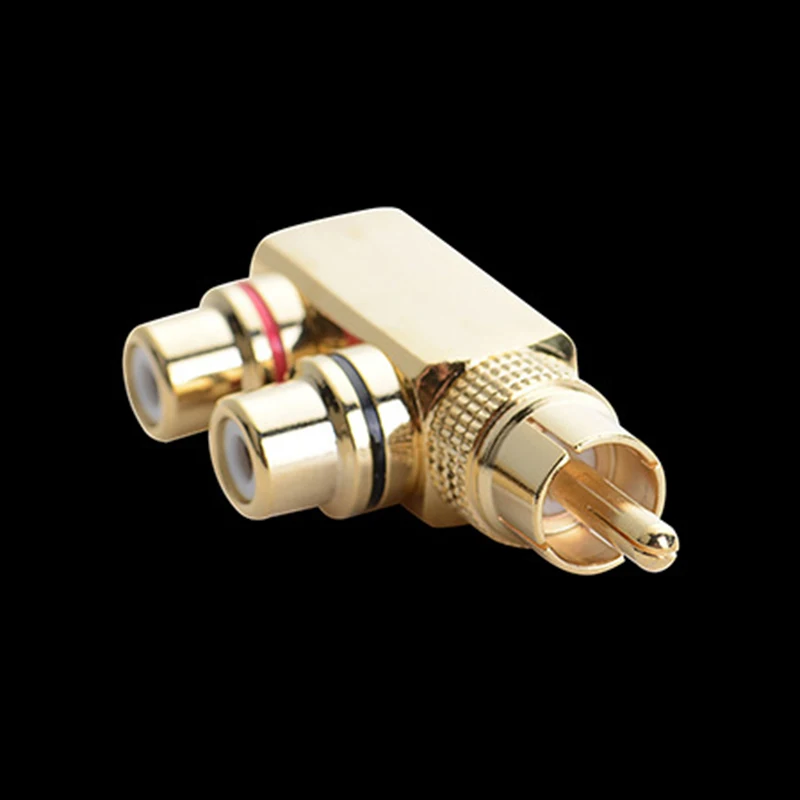 Plated AV Audio Splitter Plug RCA Adapter 1 Male To 2 Female F Connector