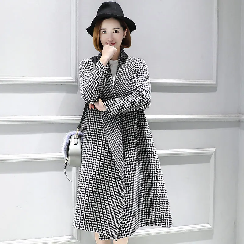 

4040 Fashion Wool Coat Female Long Winter Jacket Women A-Line Loose Palid Wool Coats manteau femme hiver 37335 YQ3399