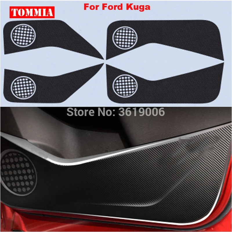 TOMMIA For Ford Kuga 2013-2017 Car Inside Door Cover Scratch Protection Anti Kick Pads Carbon Fiber Stickers 4pcs