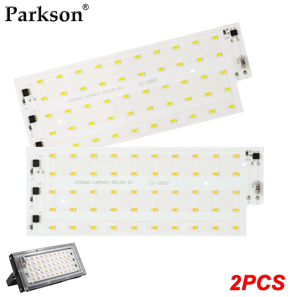 

2pcs/lot 50W LED Flood Light Chip SMD 2835 AC 220V Floodlight Spotlight Beads Outdoor LED Street Lamp Landscape DIY Lighting