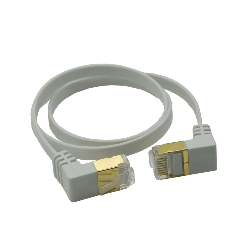 Kabel płaski Cat6 podwójny łokieć pochylony w dół i w górę 90 stopni RJ45 Cat6 8P8C STP UTP Cat6 Ethernet przewód sieciowy 1m 2m 5m