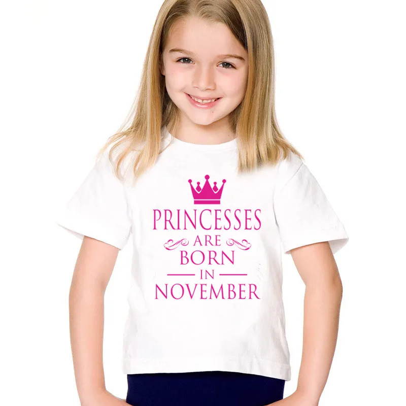 

Baby Girls Birthday Princess Are Born In JAL-DEC Print T Shirt Kids Funny Clothes Casual Children T-shirt Party Wear,HKP5330