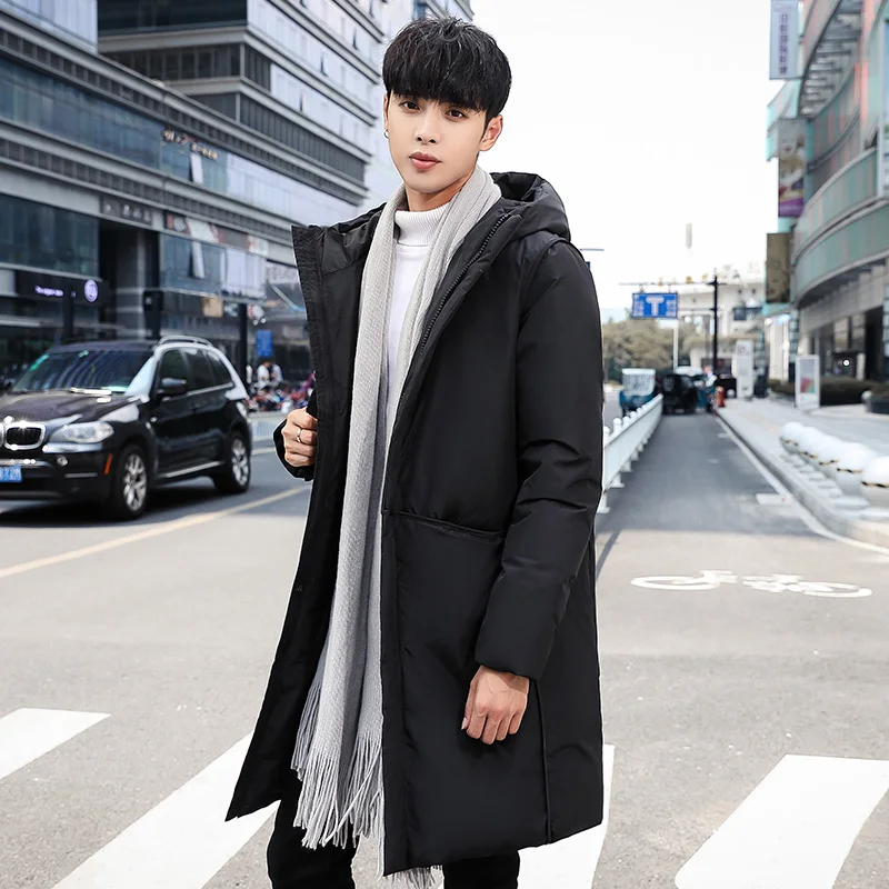 2020 Winter Men's Coat Down Duck Explosion New Mid-length Hood Zipper Pocket Windproof Thicken Warm Leisure Coat Good Price7805