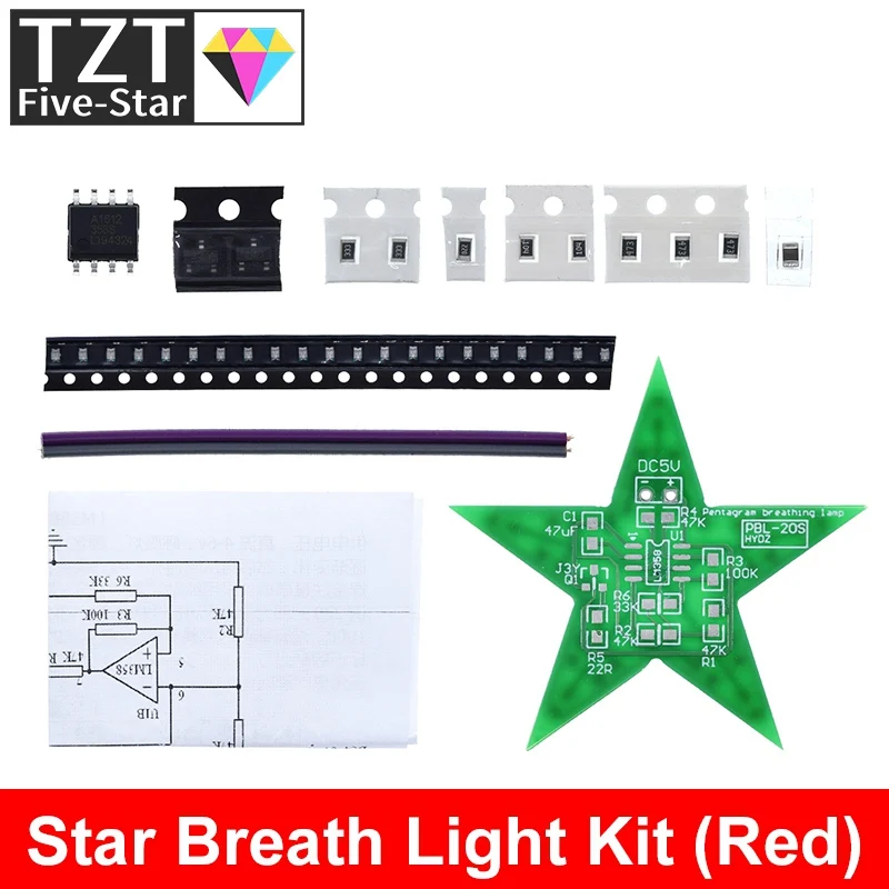 Schüler-Trainings-DIY-Kit Fünfzackiger Stern Atemlicht Farbwechsel-LED-Licht für Weihnachts-Löttraining Rot Grün Blau – Detail 5
