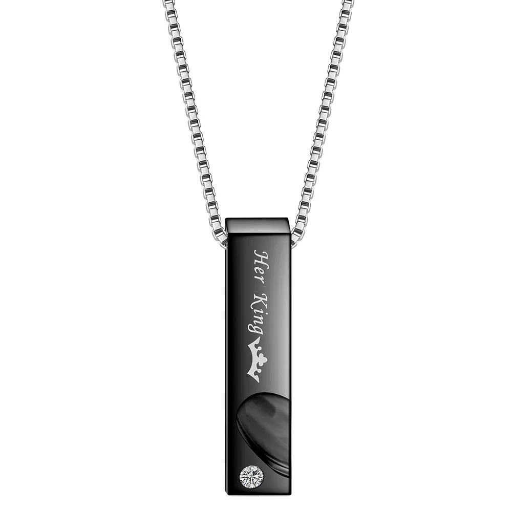 Ihr König, seine Königin, schwarze Rose, Kristall-Charm, Damen-Edelstahl-Schmuck, gepaarte Paar-Halskette für Männer, Luxus-Geschenkschmuck – Detail 3