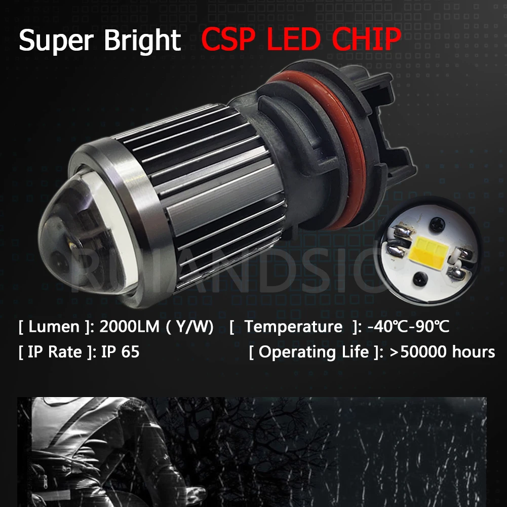 RUIANDSION 1PCS Super Bright CSP LED 2000Lm PH11 Motorcycle Head Light Bulb Switchback White+Yellow Dual Function 12V For Honda