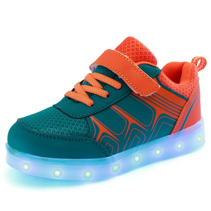 JawayKids-zapatos LED para niño y niña, zapatillas brillantes con carga USB, transpirables, informales, para primavera y verano