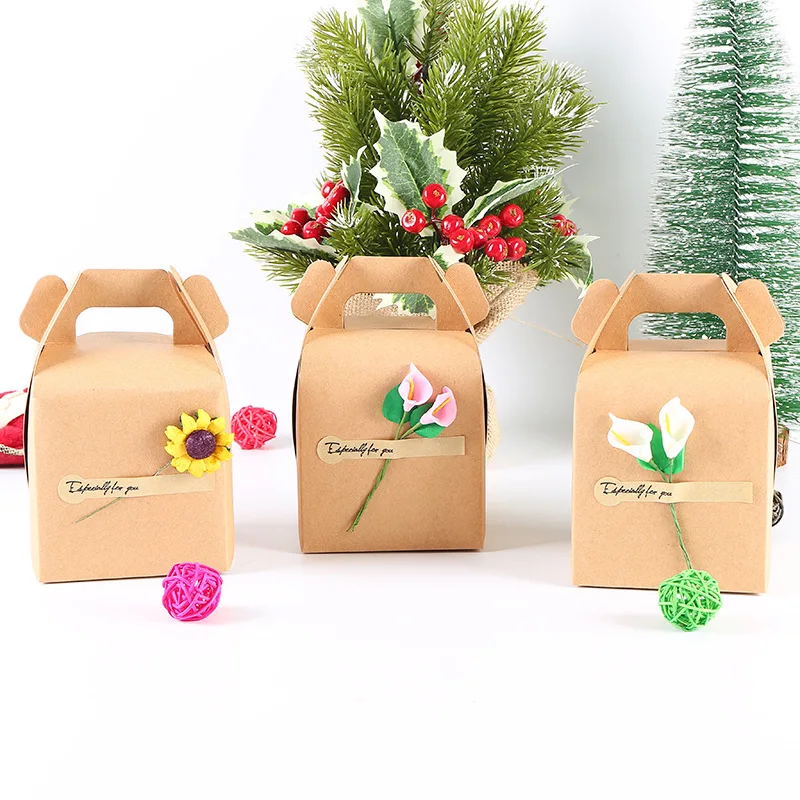 200pcs/lot Christmas apple box Christmas Eve gift box kraft paper box creative simple candy box wholesale