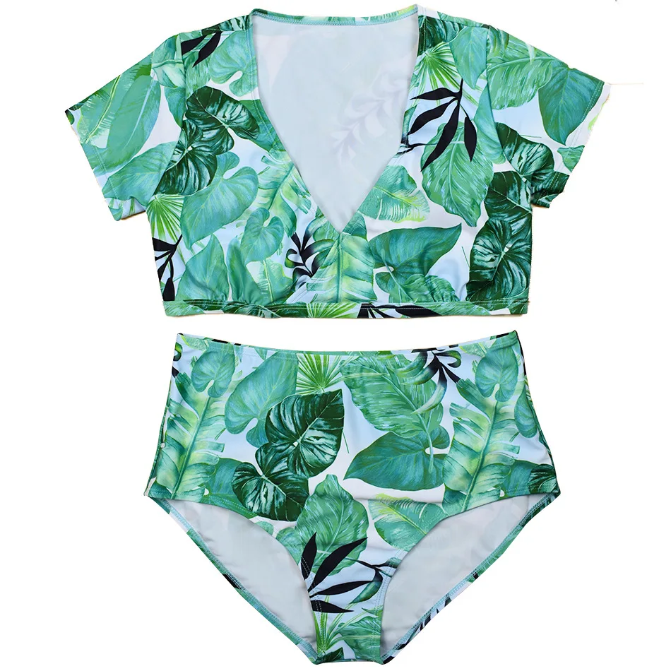 Seksowne Bikini zestaw kwiatowy Print strój kąpielowy kobiety stroje kąpielowe duże piersi brazylijski strój kąpielowy Maillot De Bain Femme Plus