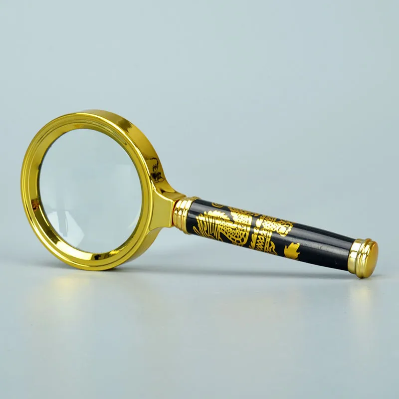 High quality 60mm handheld 10 times magnifying glass portable old man reading and appreciation retro handle magnifying glass