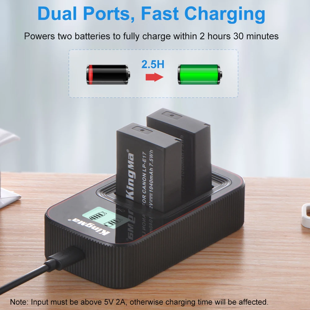 KingMa LP-E17 LP E17 Battery LCD USB Dual Charger For Canon EOS RP 77D 750D 760D 800D 250D 200D Mark II  M3 M5 M6 Camera