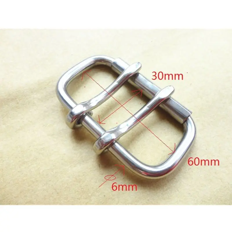 Belt Buckle Bag Fasteners Double Pin Stainless Steel Weightlifting Roller Matel Waistband Head 60mm 52mm