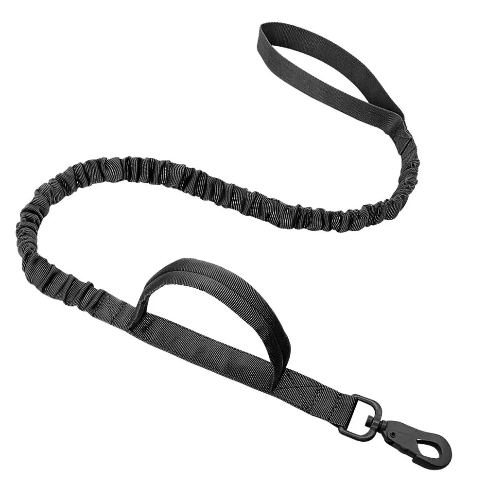 Nylon Dog Rope Tactical Military Double Handle Pet Running Training Leash Belt Elastic Police Dog Lead For Medium Large Dogs